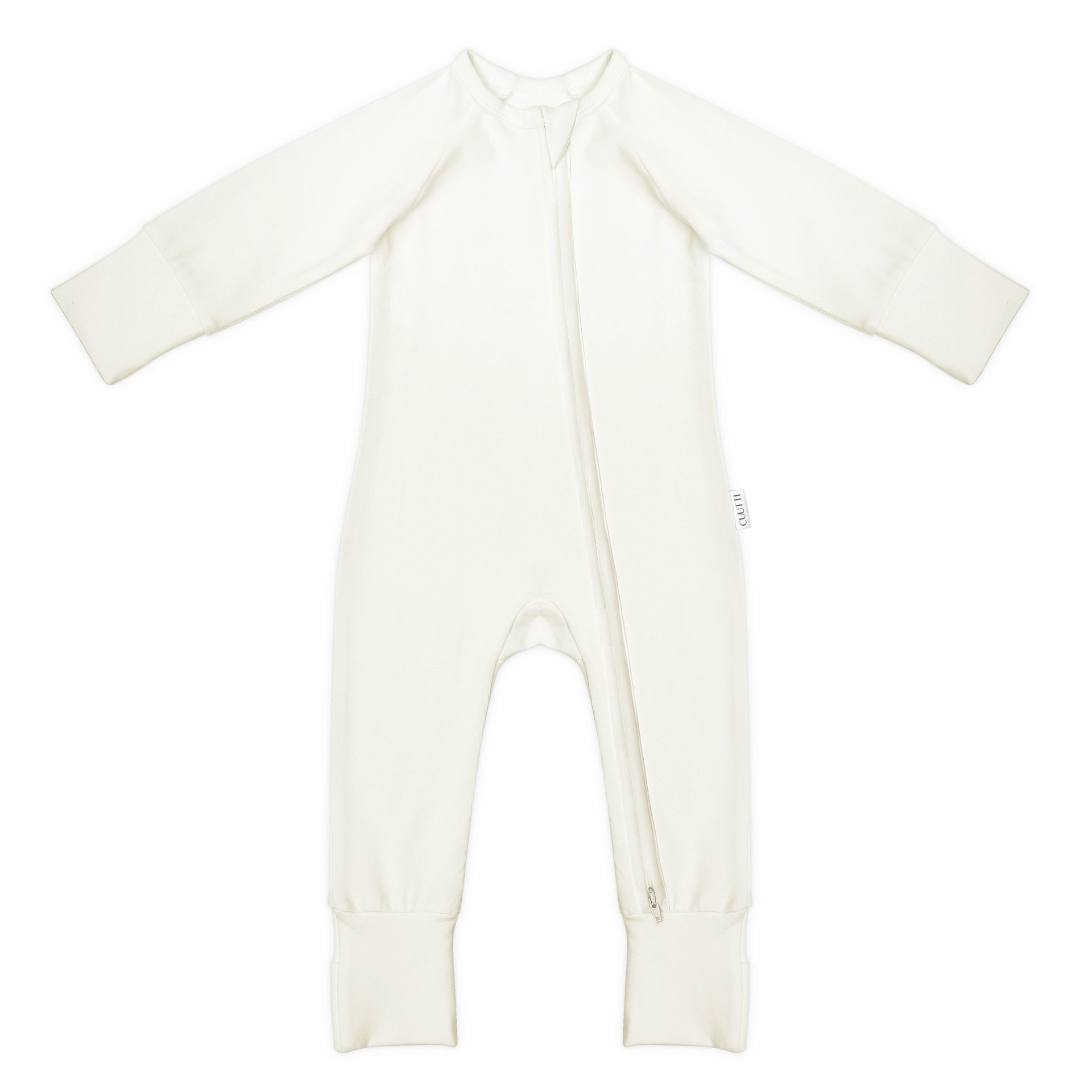 Fleece Onesie Ivory Baby Onesie CUUTTI Two-Way Zipper Baby Onesie